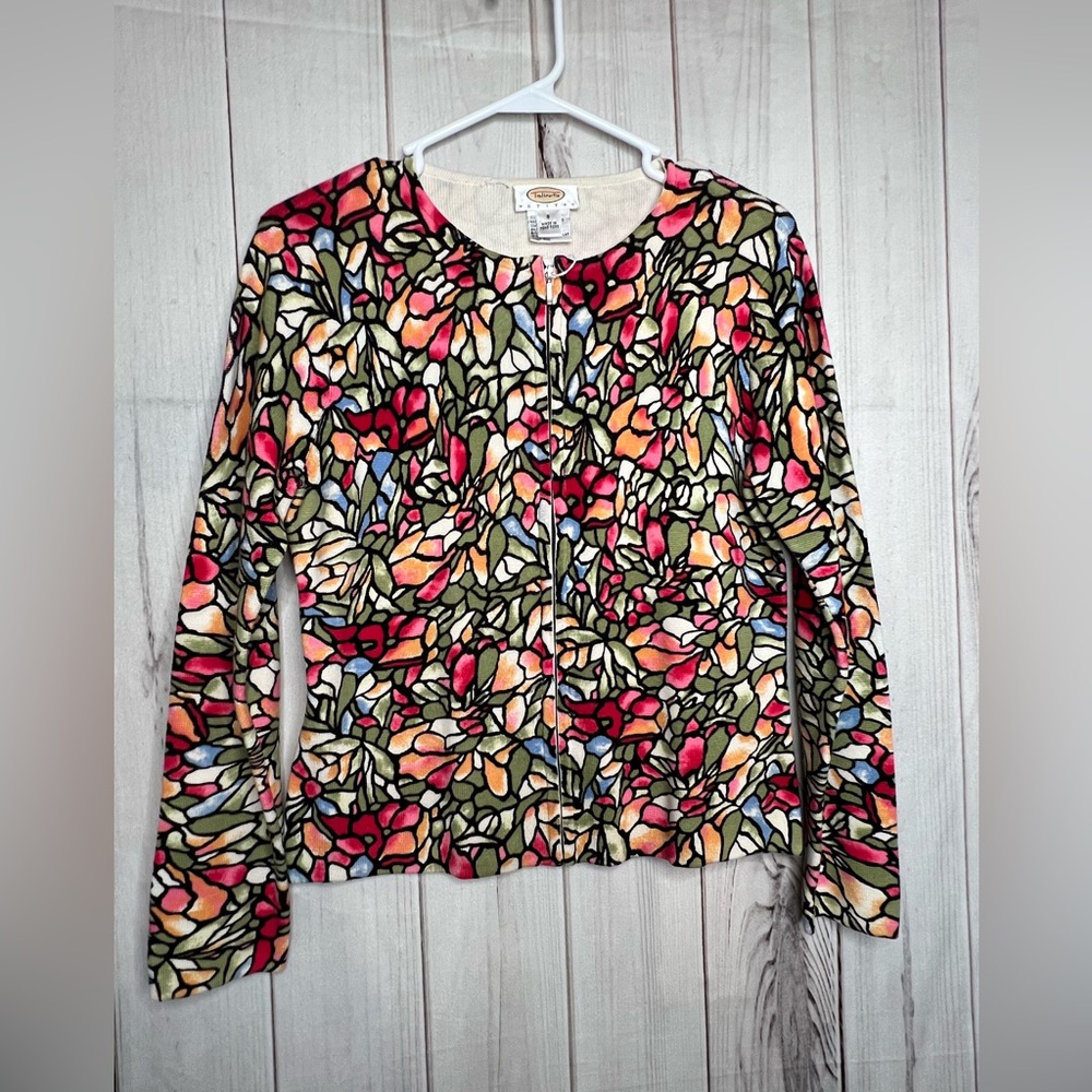 Talbots Stained Glass Full Zip Cardigan